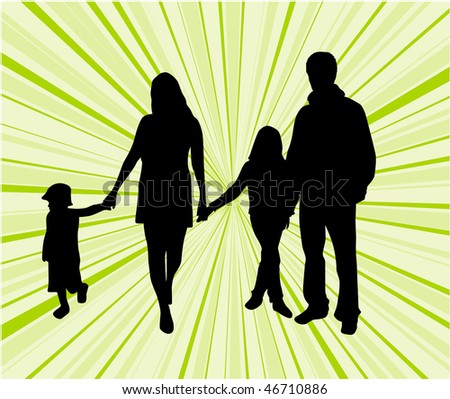 happy family-green background