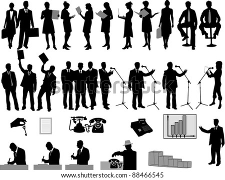 Business concept - people and icons