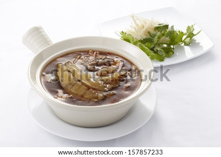 Chinese shark fin soup on white