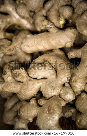 Ginger in fresh market,ginger background