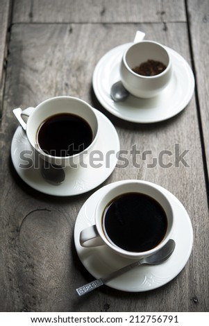 Coffee set on wooden background