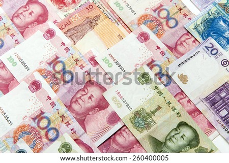 China,Macao and Hong kong money bills background