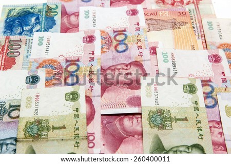 China,Macao and Hong kong money bills background