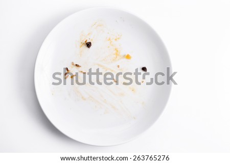 Dirty dish on background,top view