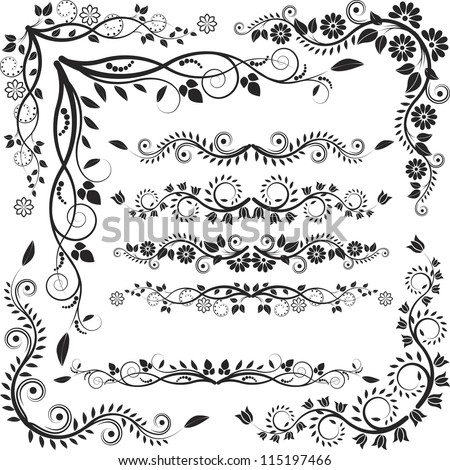 Floral Corners And Borders - Vector Set - 115197466 : Shutterstock