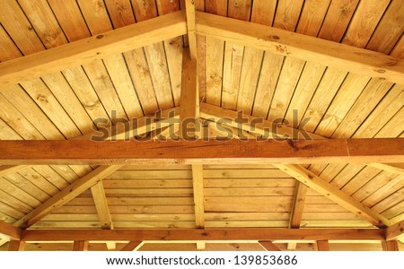 Interior View Of A Wooden Roof Structure