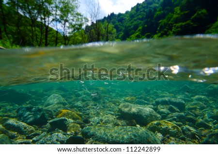 Underwater photography series    Obonaigawa River. This image was taken by underwater SLR.
