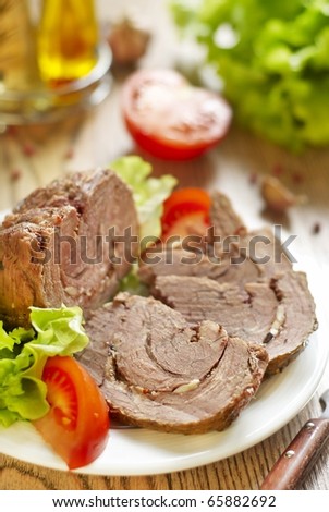 Roast beef with spices and garlic