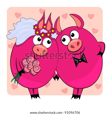 stock vector wedding ceremony cartoon couple vector illustration cute 
