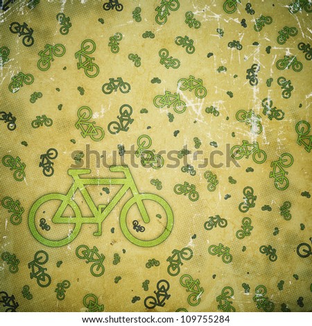 grunge retro paper texture, abstract bicycles pattern background