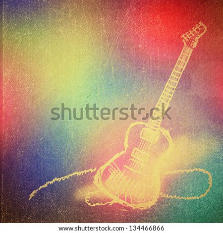 vintage paper texture, art music background, electric guitar