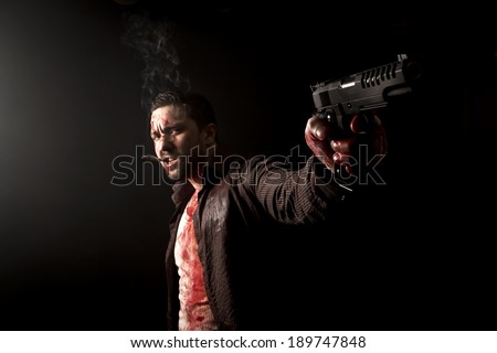 smoking gangster with gun