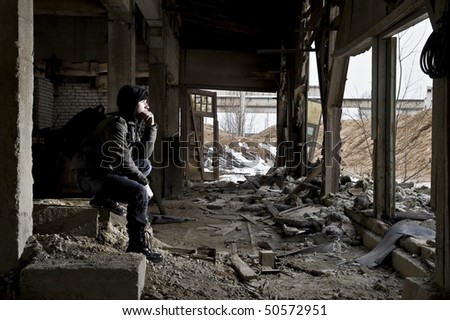 man in lost industrial place