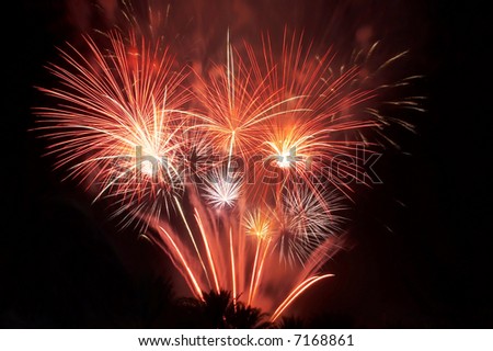 Big red firework in Dubai, summer