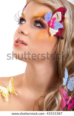 ]♥[ كوني مميزهـ وجذاابــهـ ]♥[  Stock-photo-beautiful-girl-with-butterflies-in-her-hair-and-eyes-43555387