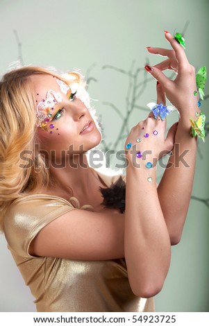 Fairy Woman holding butterflies