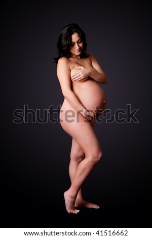  naked pregnant Caucasian brunette woman isolated Hispanic Latina girl 