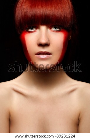 stock photo sexy nude redhaired girl with bright makeup ginger hair 