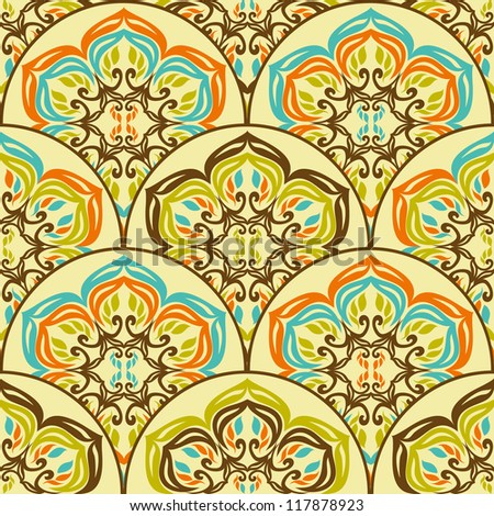 Seamless retro ornamental tiled pattern wallpaper Seamless retro ornamental tiled pattern wallpaper