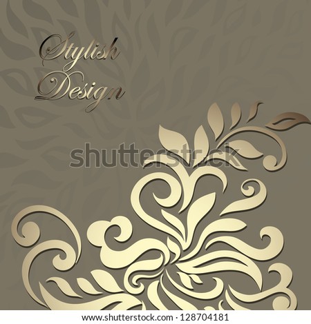 Stylish vintage floral card golden design Stylish vintage floral card golden design