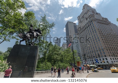 NEW YORK CITY - JULY 12: Jose Marti statue near Central Park on July 12, 2012 in New York. Central Park is a public park at the center of Manhattan. The park opened in 1857.