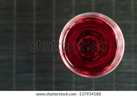 Red Wine In A Wine Glass. The Top View