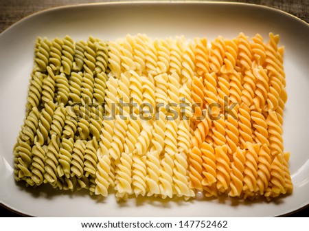Fusilli pasta italian flag