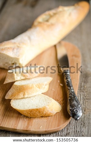 Sliced french bread baguette