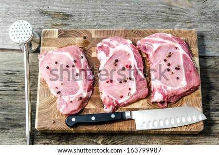 Raw pork steaks