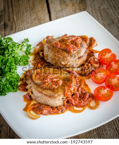 Angus Beef Steaks With Roasted Tomato Sauce