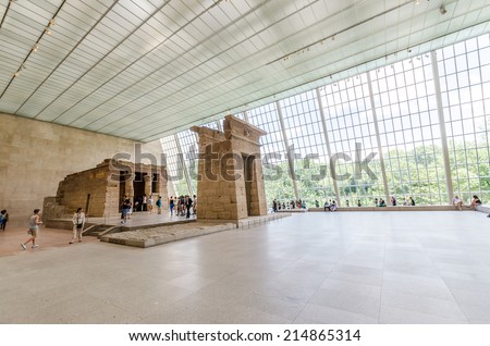 NEW YORK CITY - JUL 17: In the Metropolitan Museum of Art's on July 17, 2014 in New York. Templa of Dendur, Egyptian temple replica in Metropolitan Museum of Art.