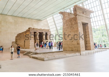 NEW YORK CITY - JUL 17: In the Metropolitan Museum of Art's on July 17, 2014 in New York. Templa of Dendur, Egyptian temple replica in Metropolitan Museum of Art.