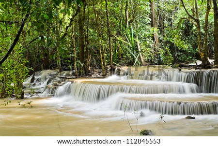 Huay Mae Khamin waterfall in tropical rainforest, Thailand