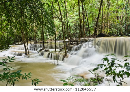 Beautiful waterfall in tropical rainforest, Thailand