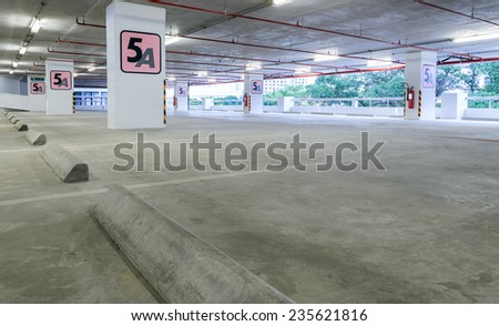 Indoor empty parking lot