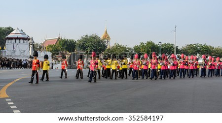 BANGKOK, THAILAND - DECEMBER 16, 2015 : The funeral ceremony moved His Holiness's body Supreme Patriarch in a procession from Wat Bowonniwet Vihara to Wat Debsirindrawas in Bangkok, Thailand.