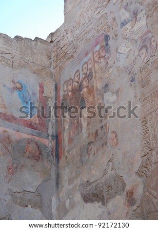 Roman mural cover on Egyptian relief in Luxor temple, Egypt