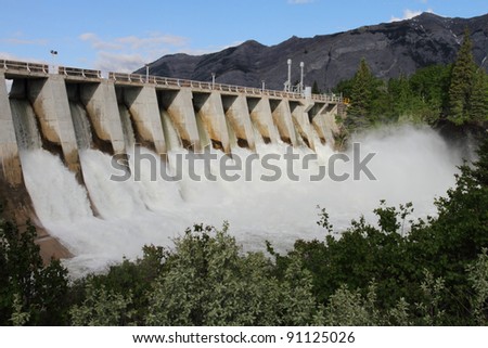 Spillway of a hydro electric dam in the Rocky Mountains of Canada