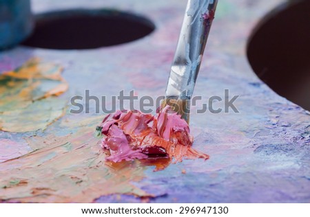 oil paints and brushes can be used as background
