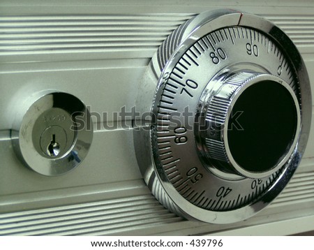 Bankers safe with key lock and combination dial lock