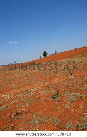 read earth or soil landscape in rural Burma (Myanmar) with horizon