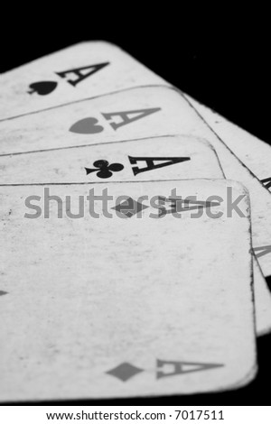 playing cards of four aces black and white