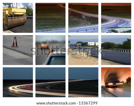 This is a  transportation themed collage