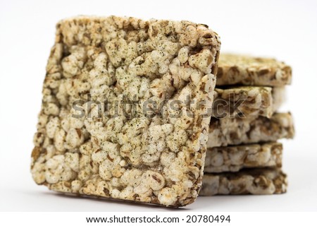 Healthy food-stack of some cereal cracker  over white