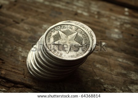 Stack of fake old  coins