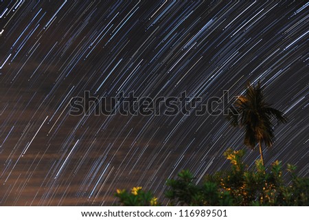 raining stars at night