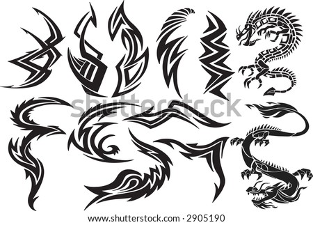 stock vector Dragon Tribal Tattoo Vector Elements