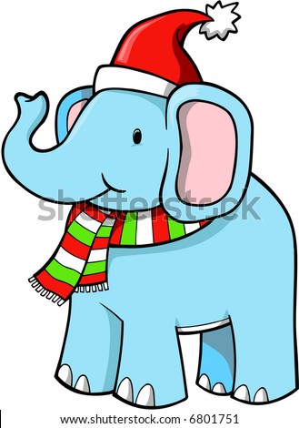 Christmas Holiday Elephant Vector Illustration - 6801751 : Shutterstock