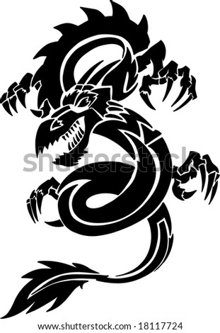 stock vector Tribal Tattoo Dragon Vector Illustration