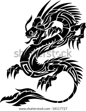 stock vector : Tribal Tattoo Dragon Vector Illustration